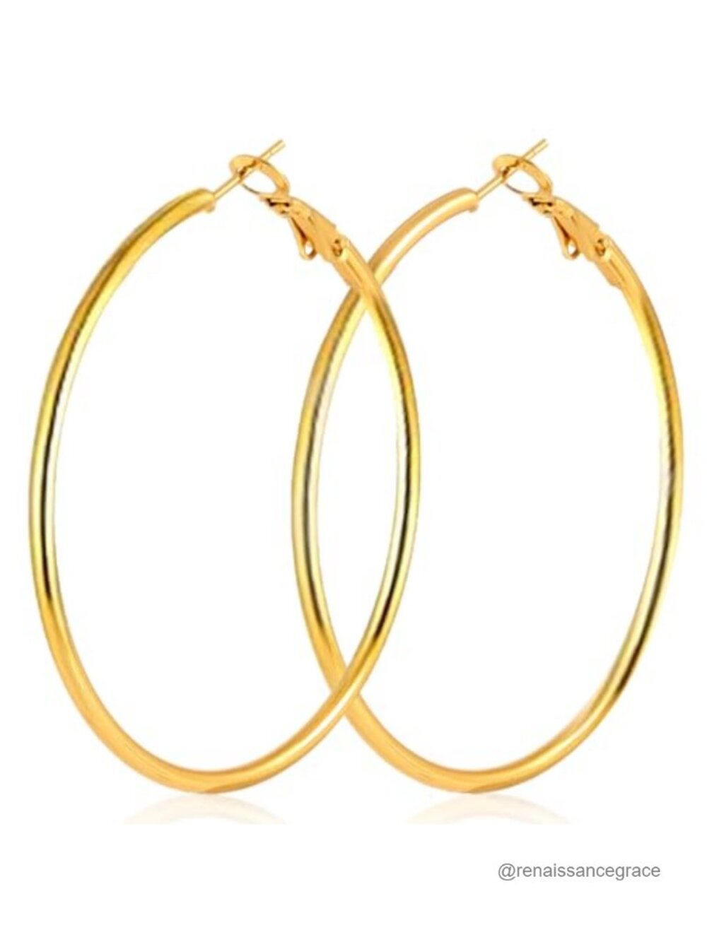 Stainless Steel Gold Plated 70mm Hoop Earrings Statement Jewelry